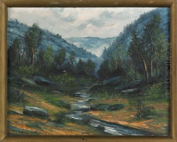 Wooded Landscape Oil Painting by Victor Shearer