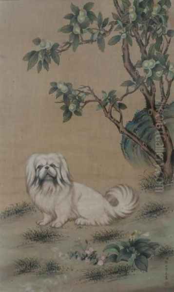 Dog Under Tree Oil Painting by Lang Shih-Ning