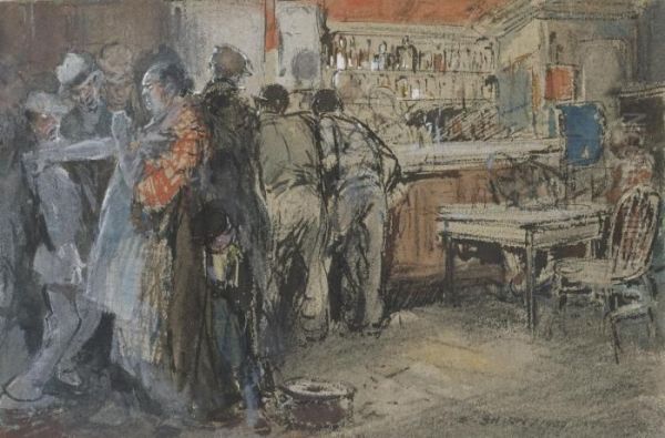 Bar Room Brawl [old Bowery, New York] Oil Painting by Everett Shinn