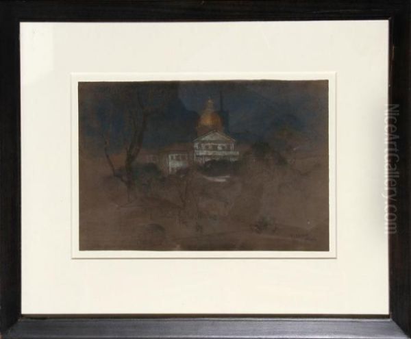 Capitol Building Oil Painting by Everett Shinn