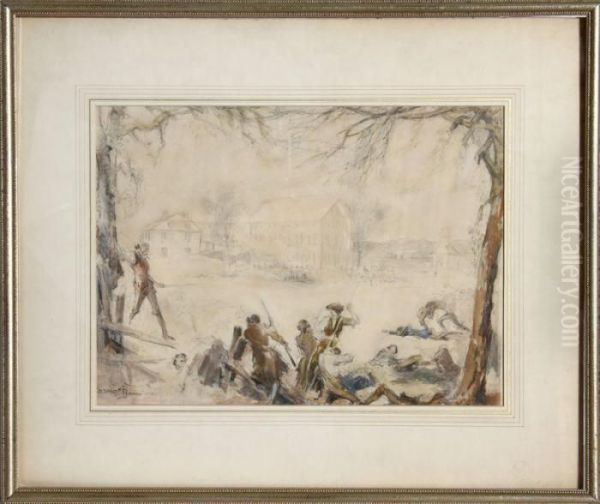 Revolutionary War Scene Oil Painting by Everett Shinn