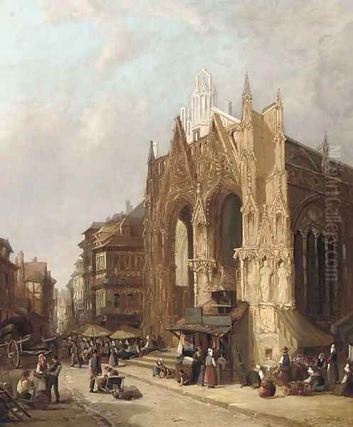 St. Mallon Church, Rouen Oil Painting by John Cheltenham Wake