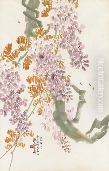 Wisteria Oil Painting by Chen Shuren