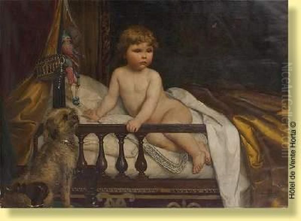 Le Jeune Enfant, Son Chien Et Les Jouets Oil Painting by Eugene Siberdt