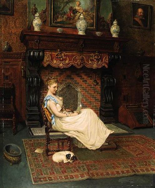 By The Fire Oil Painting by Eugene Siberdt