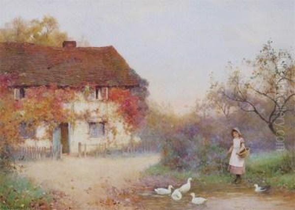 Autumn In Devon Oil Painting by Benjamin D. Sigmund