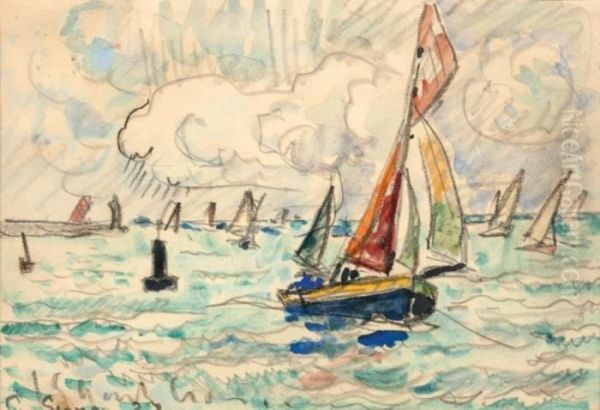 Bateaux Oil Painting by Paul Signac