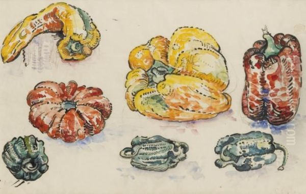 Poivrons Et Tomate Oil Painting by Paul Signac