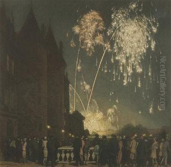 Fireworks Oil Painting by Tavik Frantisek Simon