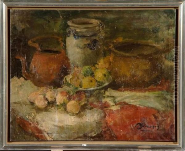 Nature Morte Aux Fruits Et Aux Legumes Oil Painting by Victor Simonin