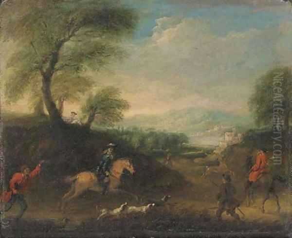 A stag hunt Oil Painting by Thomas Wyck