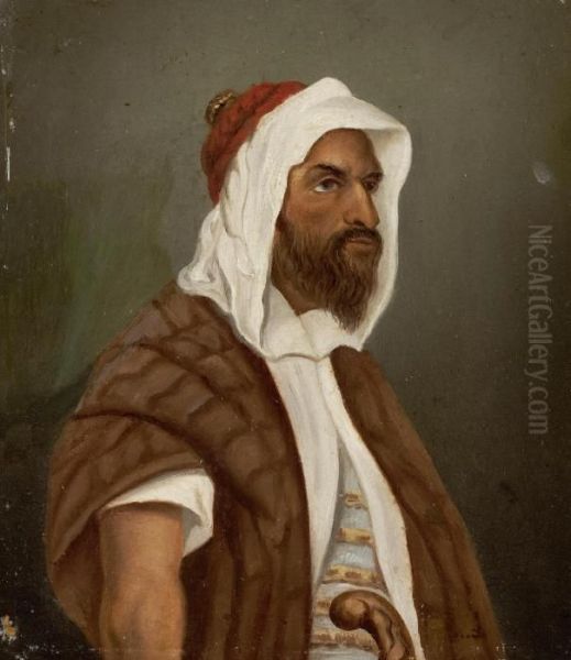 Portrait Of An Arab Oil Painting by Niels Simonsen