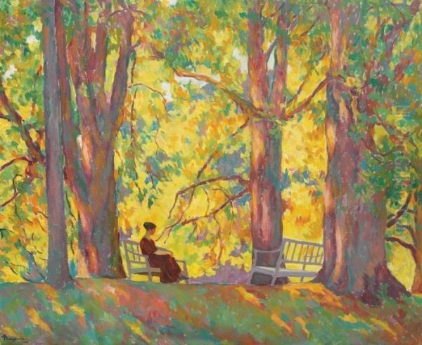 Femeie In Parc Oil Painting by Ion Theodorescu Sion