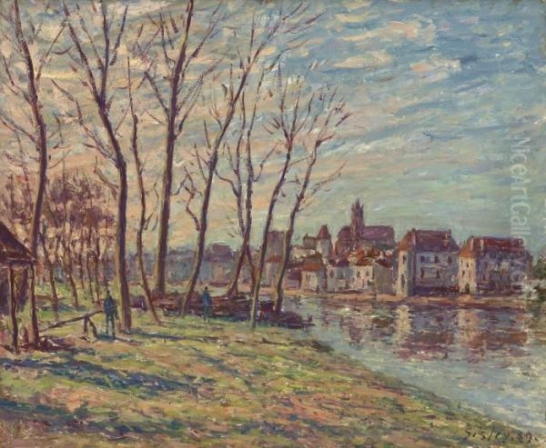 Vue De Moret Oil Painting by Alfred Sisley