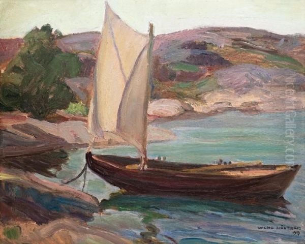 Boat In Archipelago Oil Painting by Wilho Sjostrom