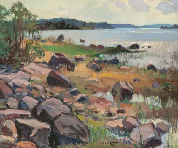 Rocky Shore Oil Painting by Wilho Sjostrom