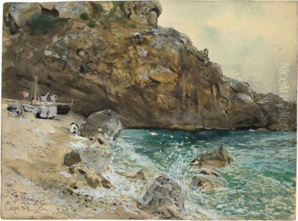 Am Strand Auf Capri Oil Painting by Franz Skarbina