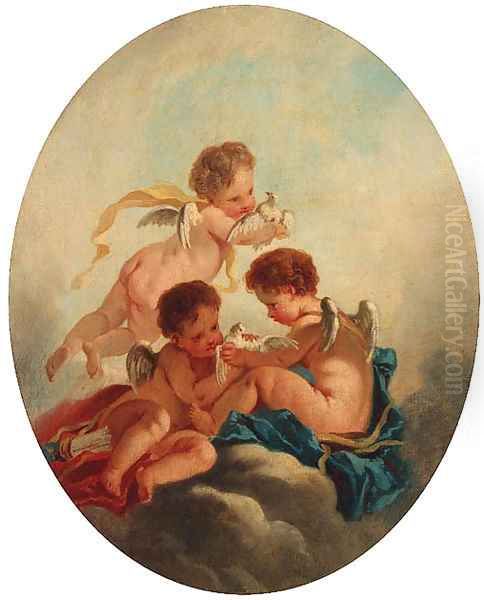 Putti disporting with doves Oil Painting by Jacob de Wit