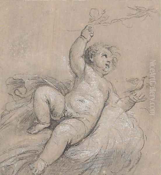 Study of Cupid releasing doves Oil Painting by Jacob de Wit