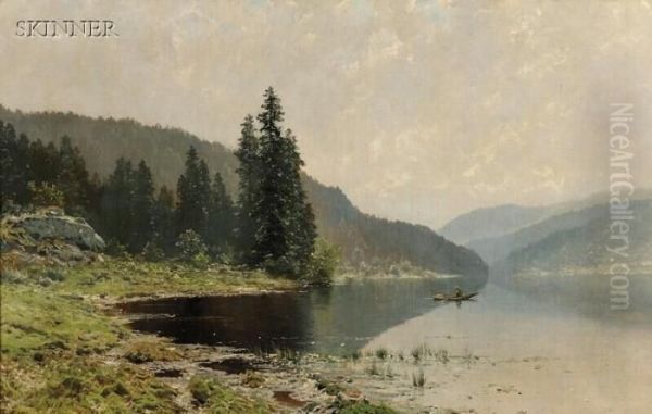 From Nordmarken, Norway Oil Painting by Ludvig Skramstad