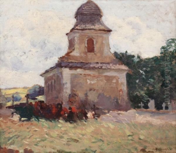 Church In Kameni?ky Oil Painting by Antonin Slavicek