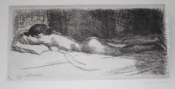 Prone Nude Oil Painting by John Sloan