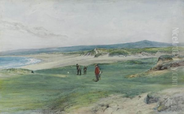 This For The Hole!: Golfing At Machrihanish Oil Painting by John Smart