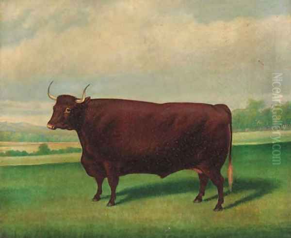 A prize longhorned bull Oil Painting by Thomas Weaver