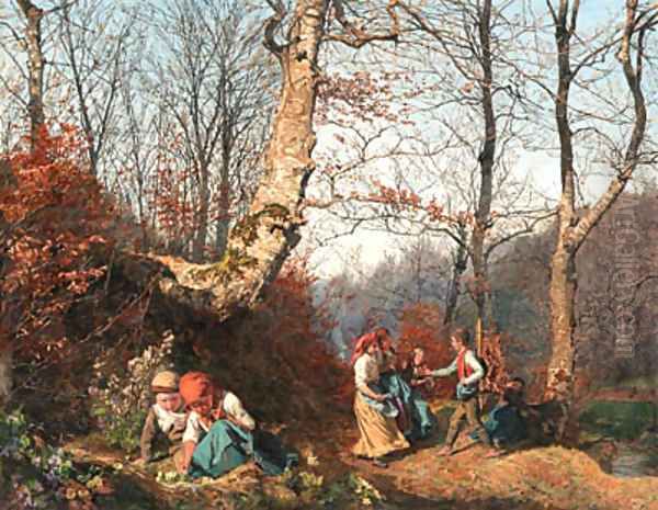 Vorfrhling im Wienerwald Oil Painting by Ferdinand Georg Waldmutller