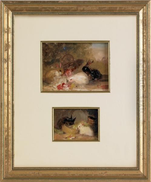 Rabbits Oil Painting by Mary Russell Smith