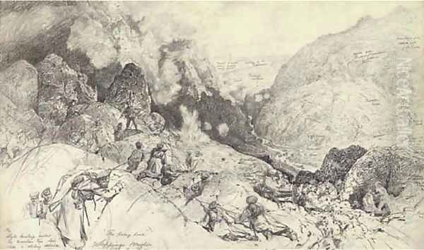 'The firing line', a skirmish spent with the Russians Oil Painting by Henry Charles Seppings Wright