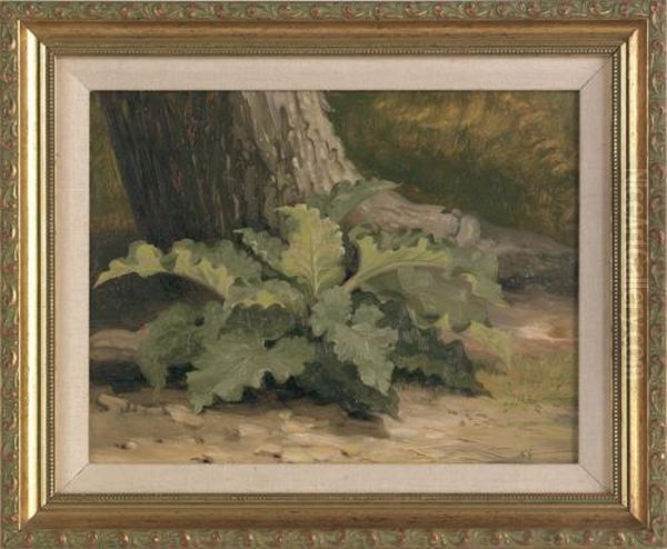 Landscape With A Large Fern Oil Painting by Xanthus Russell Smith