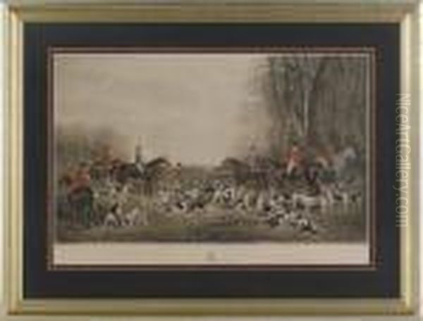 Fox Hunt Scene Oil Painting by John Wray Snow