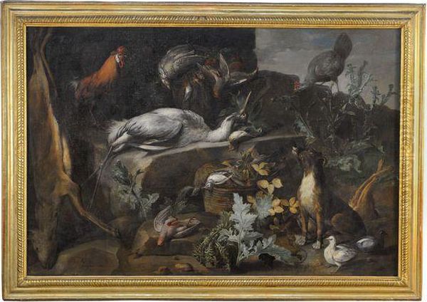 Un Chien Barbet Gardant Du Gibier Oil Painting by Frans Snyders