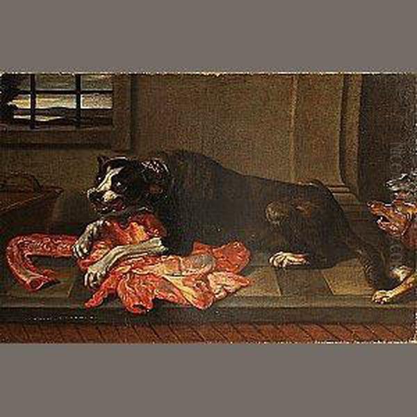 A Dog Defending A Carcass From Two Other Dogs Oil Painting by Frans Snyders