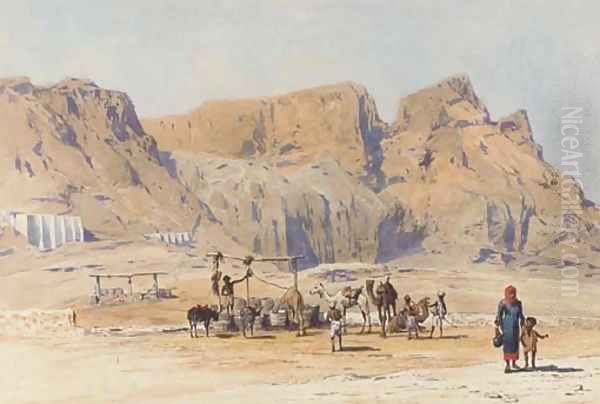 A camel train at Aden Oil Painting by Charles Wilda