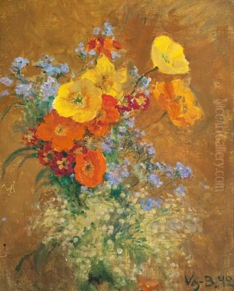 Still Life With Flowers Oil Painting by Venny Soldan-Brofelt