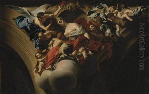 The Personification Of Charity Oil Painting by Francesco Solimena