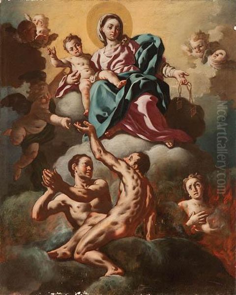 Virgen Del Carmen Con Las Almas Del Purgatorio Oil Painting by Francesco Solimena