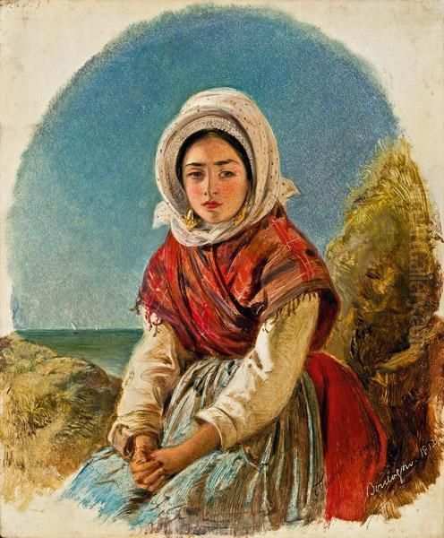 Madchen Am Meeresstrand Oil Painting by Abraham Solomon