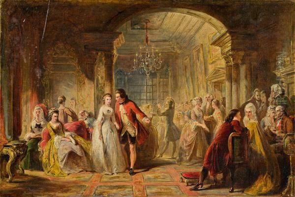 Olskizze Fur 'a Ballroom In The Year 1760' Oil Painting by Abraham Solomon