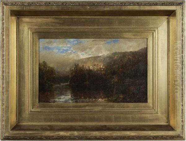 Sunlit River Landscape Oil Painting by William Louis Sonntag