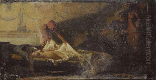 Morte Di Cleopatra Oil Painting by Raffaelo Sorbi