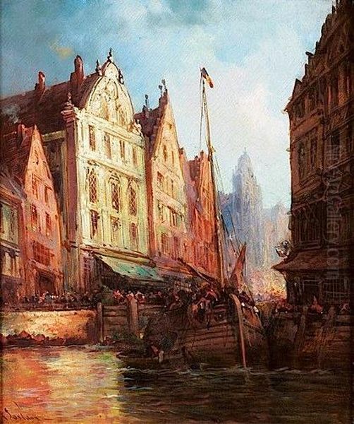 Bateau A Quai Oil Painting by Jean, Paul Denarie Sorlain