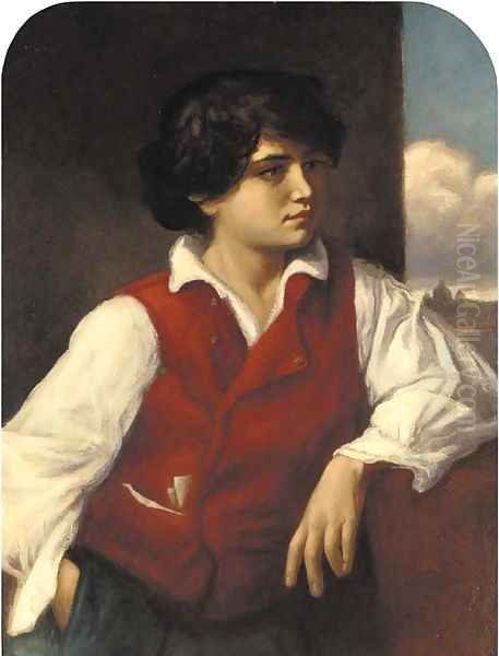 A young Italian boy Oil Painting by Herbert Louther Wilson