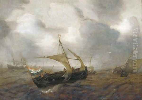 Shipping in choppy waters Oil Painting by Adam Willaerts