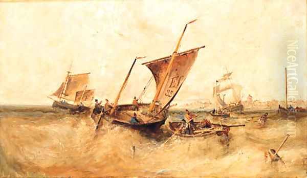 Shipping off a Port, possibly Falmouth Oil Painting by William Edward Webb