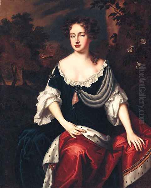 Portrait of Queen Anne Oil Painting by William Wissing or Wissmig