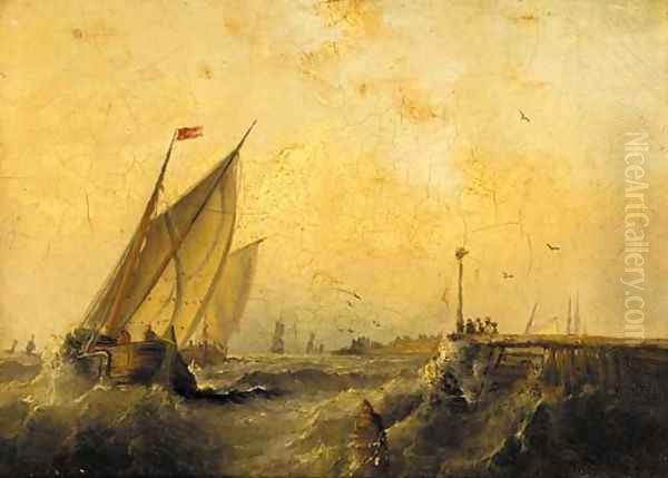 Leaving harbour, Le Havre Oil Painting by John H. Wilson