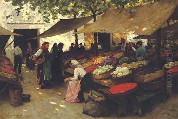 Fruit Market, Fiume, Hungary Oil Painting by Terrick John Williams